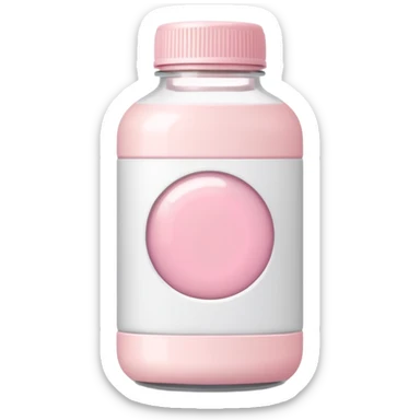 White probiotic bottle with pastel pink label, clean minimal background sticker
