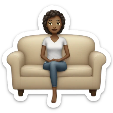 woman with light skintone on a sofa sticker