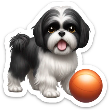 Black shih tzu bowling sticker