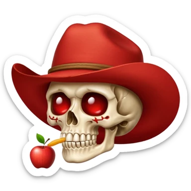 The apple skull, cowboy, and shushing emoji combined into one sticker