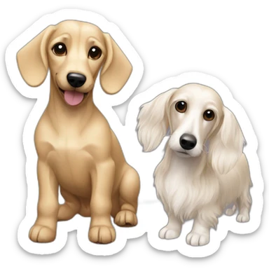 blond maltese and black dachshund sticker