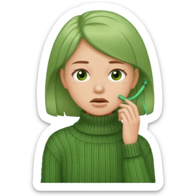 girl has sore throat in green sweater sticker