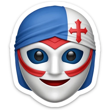 Make me an emoji to my school Holy cross davao college  representing this three colors ❤️💙🤍 make it like a crusader but fully mask on sticker