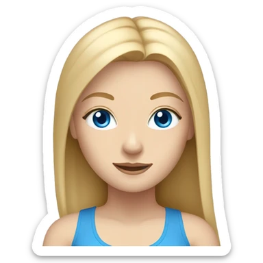 white woman with long blonde hair, blue eyes and cat shaped eyes wearing a yoga outfit  sticker