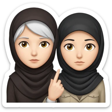 Generate 
1 detective she's white hair covered with hjab light eyes fair skin
1 detectective she's black NO HIJAB HAIR OUT BROWN skin 
they're right next to each other one has a hand lense the other has a sample  sticker