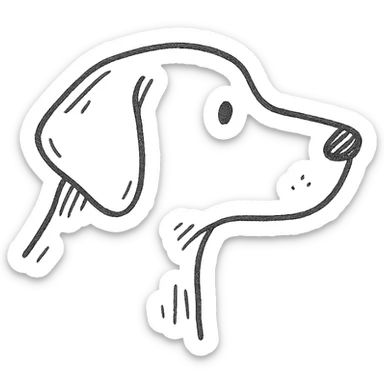 hand drawn outlined icon of a side profile of a dog sticker