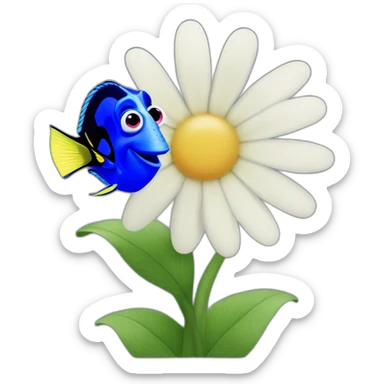finding dory holding a daisy sticker