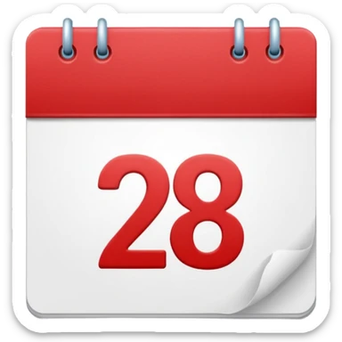 calendar with number 28 red top sticker