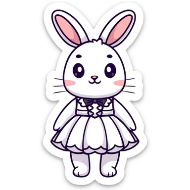 cute bunny in fancy evening dress or gown sticker