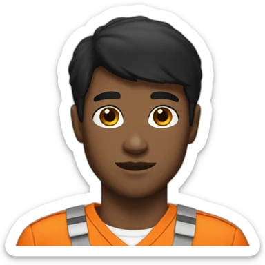 white boy black hair in orange prisoner uniform sticker