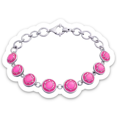 minimal 3D gothic bracelet with pink accent, simple and dark sticker