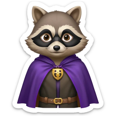alors ce raton laver doit être équipé d'une cape de thieving noir avec trim bordure mauve comme dans le jeu old school runescape. au centre de la cape une icone de masque de voleur est visible sticker