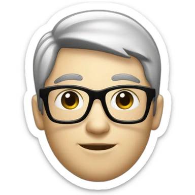 tech person, white skin, black hear, glasses,  sticker