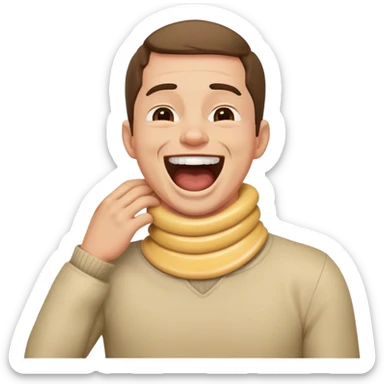 man choking his own neck but laughing sticker