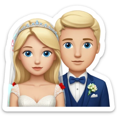 Blonde wife and blonde husband getting married Both Blue eyes sticker