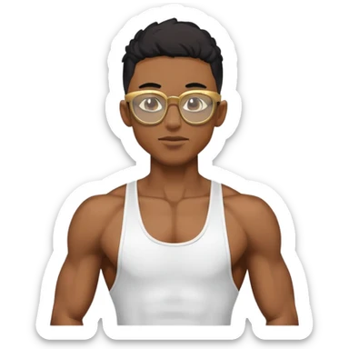 skinny black boy athlete in stringer with gold glasses sticker
