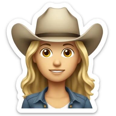 White women with a cowboy hat on sticker