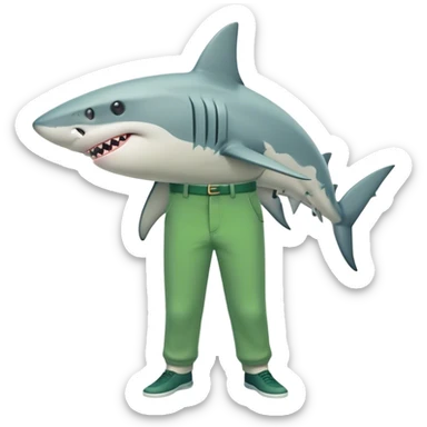 Shark with a green trousers  sticker