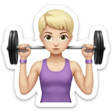 pale gym girl with blonde pixie cut lifting weights sticker