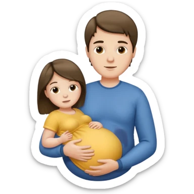 a pregnant man with middle parted hair sticker