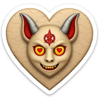 beige heart satanic sticker