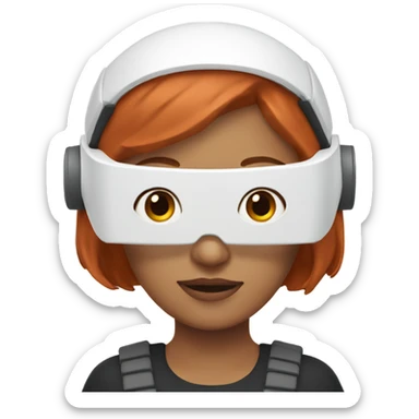 Redhead woman wearing white VR headgear  sticker