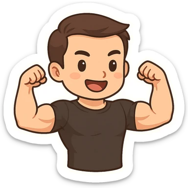 Fitness trainer shows the biceps at full length sticker