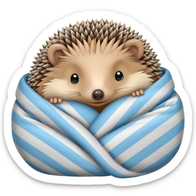 hedgehog in tiny pajamas curled up sticker