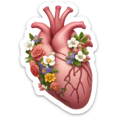 Anatomical hart with flowers sticker