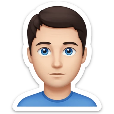 homme yeux bleu azur cheveux brun foncé sticker