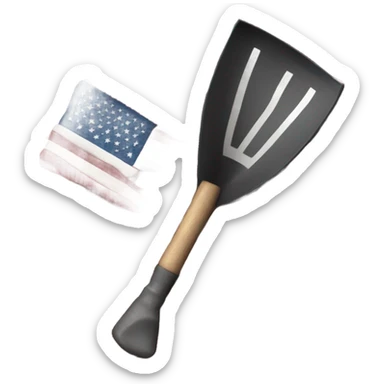American flag connected to a black shovel sticker