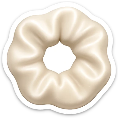 Add a shimmer effect to the small silky twisted white scrunchie in the style of emoji (apple style emojis). Keep the shimmer subtle and delicate, enhancing the silky texture. Remove the background. sticker