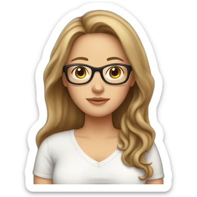 Pregnant White woman with long brown hair and glasses sticker