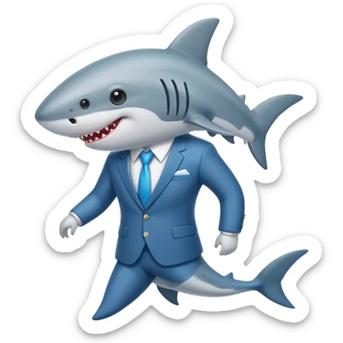 draw a vacuum sealed cute shark in a suit sticker