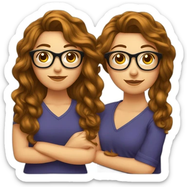 Fille cheveux long châtain foncé et ondulé avec des lunettes carré sticker