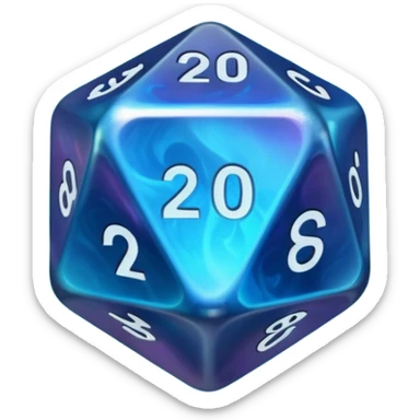dnd d20 dice with magic sticker