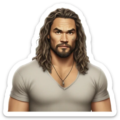 realistic jason momoa wearing tee sticker
