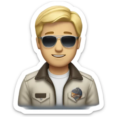 a guy with blond hair and aviator glasses. sticker