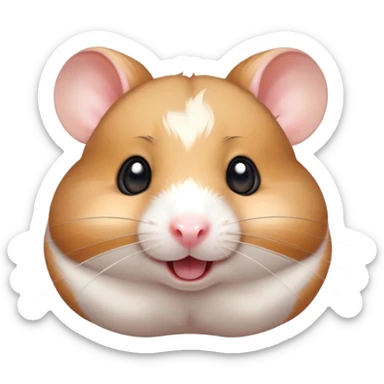 Cinematic Comical Brown and White Banded Hamster Portrait Emoji, Head tilted dramatically with an exaggeratedly amused expression, featuring a striking fur with bold brown and white banded patterns, wide, expressive dark eyes filled with playful disbelief, Simplified yet hilariously expressive features, highly detailed, glowing with a slightly sassy glow, high shine, dramatic yet playful, stylized with an air of cheeky mischief, bright and endearing, soft glowing outline, capturing the essence of a spirited and over-the-top hamster, so meme-worthy it feels like it could side-eye its way into internet fame instantly! sticker