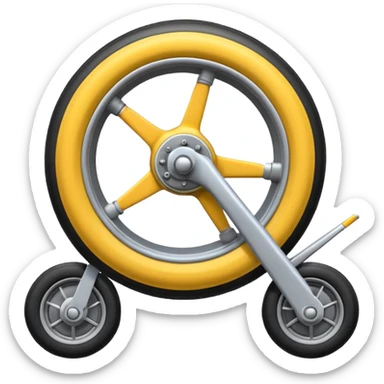 Emoji-style aircraft landing gear with a single wheel and strut, simplified design, clean lines, cartoon-like, isolated on white background, minimal shading sticker