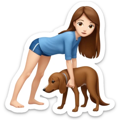a young thin woman on all fours, doggy style position, legs spread, long hair . sticker