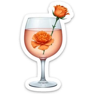 Iced rosè wine with an orange carnation pedal  sticker