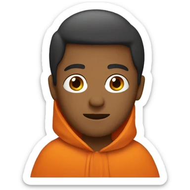 person with orange poncho  sticker