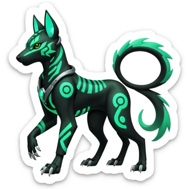 Black and green cyberpunk intricate neon glowing grey white futuristic cyborg-Houndoom-Tigress-Luxray-Gryphon-fusion (full body) sticker
