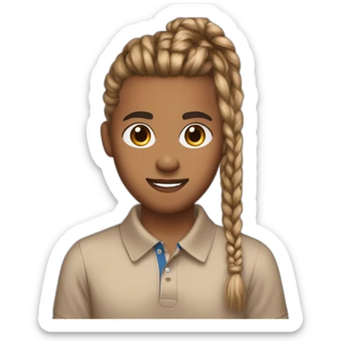 Kris pande handsome light brown boy with box braids tied into a ponytail and a polo shirt sticker