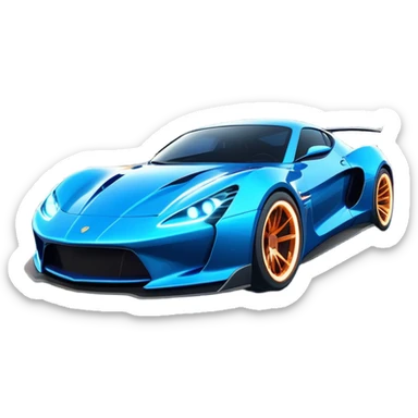 An icon showing a sleek car speeding through a neon-lit cityscape, inspired by Need for Speed. The design features dynamic motion lines, glowing tires, and a vibrant city backdrop with skyscrapers and lights. The rush of high-speed racing is highlighted. Transparent background. sticker