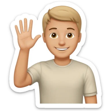 A white man in casual clothes stands and waves his hand in greeting. sticker