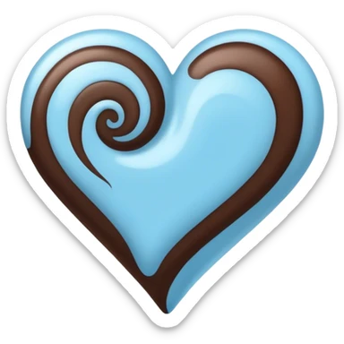 Heart emoji that is dark brown and light blue swirled  sticker