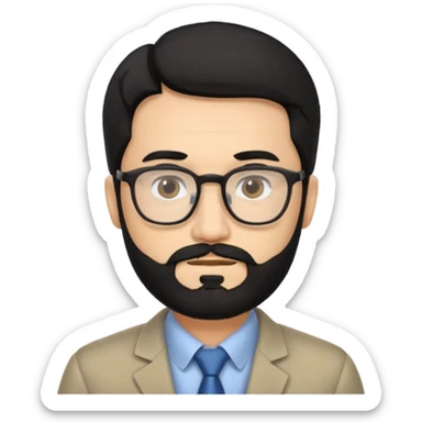 Professor in the la casa de papel TV show, with black hair and beard sticker