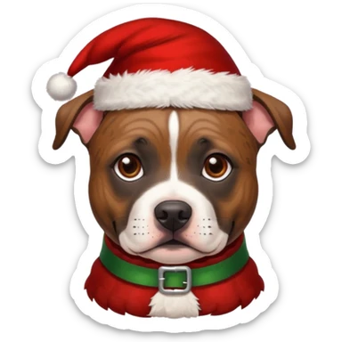 Gorgeous brindle staffie with Christmas hat on sticker